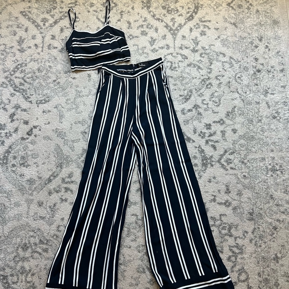 Lulu’s Striped Navy and White Women's Jumpsuit